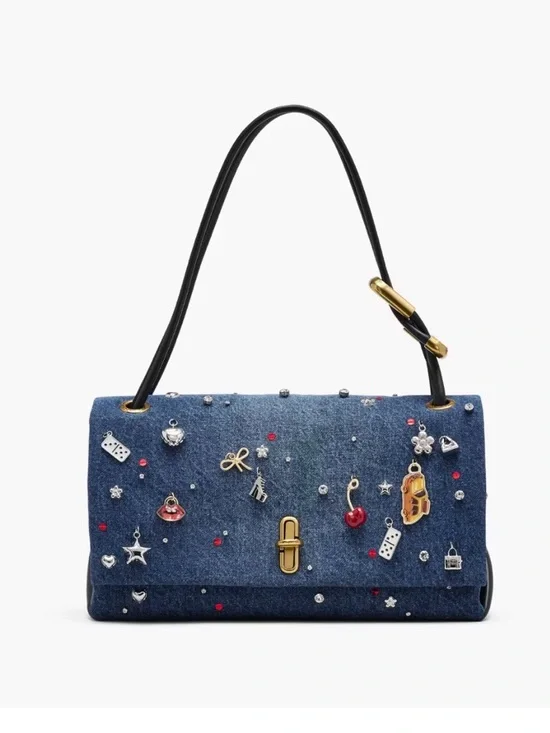 Denim Charm Bucket Bag - Blue - Picture 6 of 7